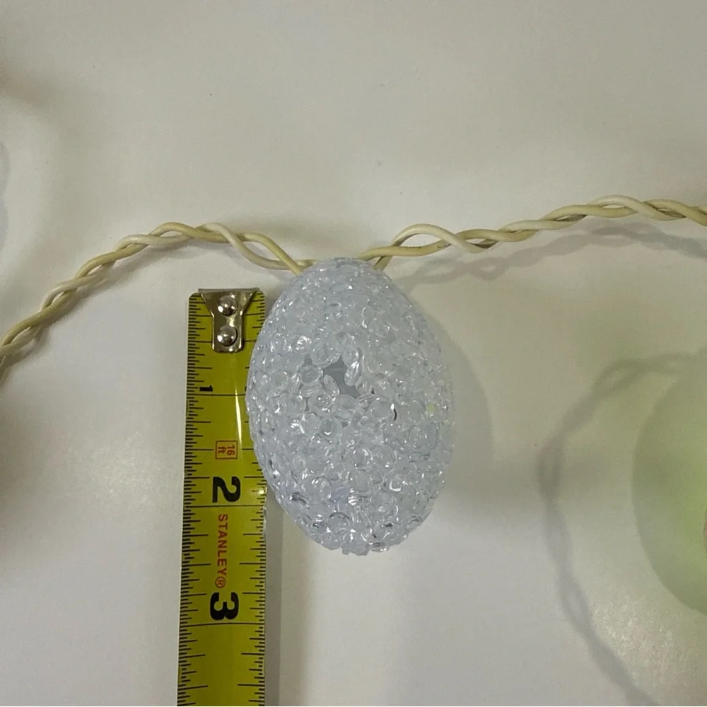 10 Easter Egg STRING LIGHTS Melted Plastic Popcorn GARLAND Vintage PINK BLUE